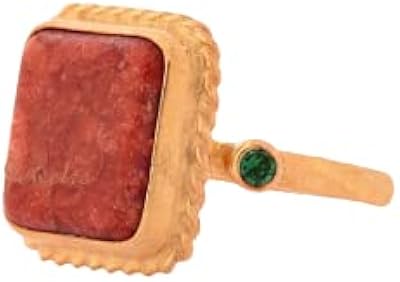 New red coral ring made by hand precious plated stone.. DIAYTAR NIGERIA: Your trusted e-commerce partner with extensive product choices and affordable delivery.