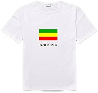 White t-shirt with Ethiopian flag with name of the country size L.. DIAYTAR NIGERIA: Revolutionizing how Nigerians shop with affordable prices and prompt delivery services.