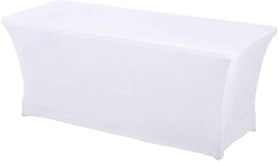 Rectangular long table cover in elastane gold fortune for trade fair (6 feet, white).. DIAYTAR NIGERIA: Bringing affordable shopping solutions with a diverse product catalog delivered nationwide.