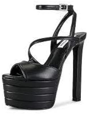 Black sandals with high heels with the ankle bridle of Larsa.. DIAYTAR NIGERIA: Your trusted e-commerce partner with extensive product choices and affordable delivery.