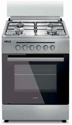 Akai 4 stainless steel gas burners, fully secure autonomous stove (60 x 60 cm), cast iron support, double glass oven, automatic ignition, mechanical timer function, CRMA-M606BFS.. Everything you need is just a click away with DIAYTAR Nigeria — shop now and receive your order in days.