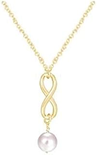 Infinite white golden pendant necklace with women's pearls.. DIAYTAR NIGERIA delivers what you want at prices you'll love, all within 5-8 days nationwide.