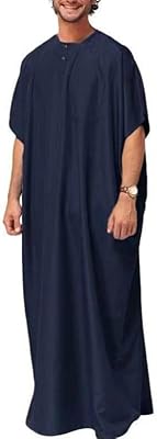 Dishdasha Thobe for Men, Round Col, Half Miders, Saudi Arab Arabic Islamic Dubai, Islamic clothing for the Middle East.. Shop electronics, clothes, and everything in between on DIAYTAR Nigeria.