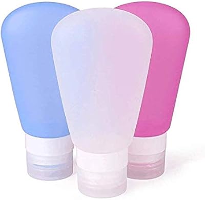 Set of three -peaned flexible silicone travel bottles, silicone rechargeable bottles.. DIAYTAR NIGERIA: Simplifying access to thousands of products with affordable nationwide shipping.