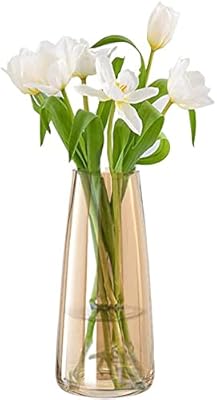 Vase in glass design flower for the decoration of the house, a large modern transparent vase handmade for living room, kitchen, office, wedding, 8.7 inches (amber crystal).. Discover a world of affordable shopping with DIAYTAR NIGERIA's vast marketplace delivered to you in days.