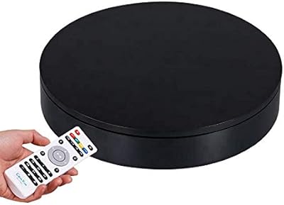 Professional black turntable commixim 360 degrees for product photography, capacity of 40 kg, diameter of 32 cm, automatic remote control angle, speed, direction, different rotation modes.. Fast delivery, fair prices, and full variety — only on DIAYTAR Nigeria.