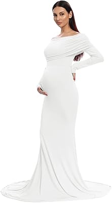 Long maternity dress with bare shoulders / baby shower and photo shoot.. DIAYTAR NIGERIA: Making quality products accessible to all Nigerians at affordable prices.