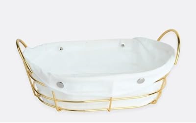 Metal bread basket with fabric lining, oval bread storage baskets, vegetables, snacks, candy, living room, desk, kitchen - covered (size m) (30.5 cm x 22.5 cm x 7.5 cm).. DIAYTAR NIGERIA: Your affordable gateway to thousands of products shipped nationwide within the week.