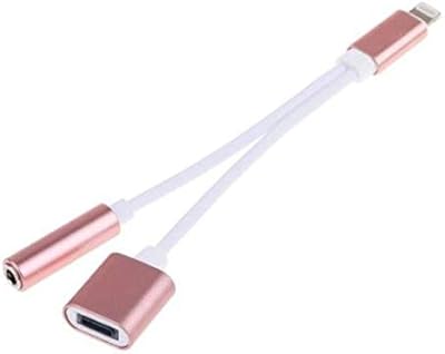 2 in 1 cable for iPhone 7 and 7 Plus to connect 3.5 mm headphones and a connector for the charger cable, pink color.. Shop for everything you need at DIAYTAR NIGERIA, with budget-friendly prices and quick delivery.