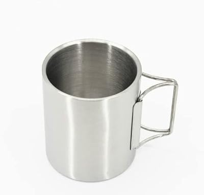 Simple coffee cup for outdoor campsite, double -walled stainless steel travel cup, camping cup with folding handle, 300 ml, silver.. Discover the perfect balance of selection and value with DIAYTAR NIGERIA's nationwide delivery service.