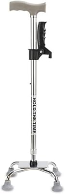Simple crutches with four corners for elderly with four feet, handrail in stainless steel, non -slip crutches for medical treatment.. DIAYTAR NIGERIA: Your partner in affordable e-commerce with dependable delivery across Nigeria.