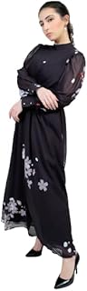 Long long dress 73 degrees East for evening and casual occasions for women, black dress with elastic belt, wide sleeves with reverse, majestic black maximum.. Enjoy effortless shopping and speedy delivery with DIAYTAR Nigeria.