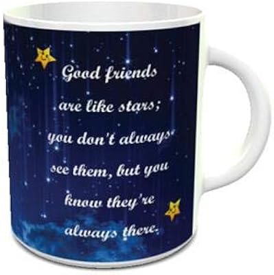 Ceramic coffee cup with quotes from good friends.. DIAYTAR NIGERIA brings the marketplace to your home with budget-friendly prices and nationwide delivery.