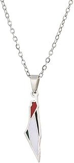 Necklace with Palestine flag card for women and men from the Middle East, Arab jewelry, stainless steel, without precious stones.. DIAYTAR Nigeria offers the perfect blend of affordability and efficiency. Shop now and get your products delivered between 5 and 8 days nationwide.