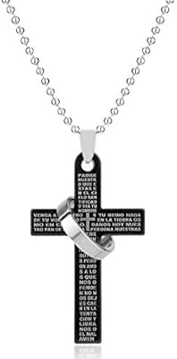 Cross pendant of the Bible Unisex in stainless steel Soldouttm with pearl chain.. Say hello to Nigeria’s fastest-growing e-commerce site — DIAYTAR Nigeria.