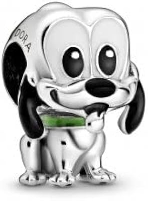 Disney Pluto Sterling Silver Buse with black, white and green enamel, 1.28 cm, metal.. DIAYTAR NIGERIA revolutionizes online shopping with competitive prices and reliable 5-8 day delivery.