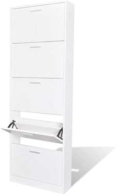 Wadexcel wooden shoe cabinet with 5 storage sections for the home, the interior, the living room, the organization of furniture and storage shelf for shoes, white color.. Affordable shopping made easy on DIAYTAR Nigeria, with fast delivery from 5 to 8 days.