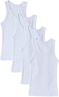 Cotton white sleeveless body jersey for boy for school uniform, batch of 4, white.. DIAYTAR NIGERIA: Revolutionizing how Nigerians shop with affordable prices and prompt delivery services.