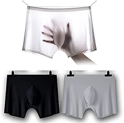 Transparent kitsedit underwear for men, boxers without trace in ice silk, set of 3 transparent slips, black/gray/white.. Your shopping dreams realized through DIAYTAR NIGERIA's affordable platform with reliable delivery times.