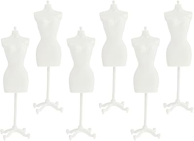 Yelpies Set of 6 doll clothes, mini doll clothing model, miniature model supports for doll dress and stakeholders for doll home decorations (white).. DIAYTAR NIGERIA: Where shopping is easy, prices are low, and delivery is just days away.