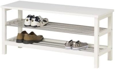IKEA TURSIG bench with white shoe shelf (108 x 50 cm).. Shop with purpose at DIAYTAR NIGERIA and receive your purchases at unbeatable prices within the week.