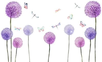 Wall stickers NC flowers and dandelion butterflies for bedroom decoration and living room (purple).. From daily needs to rare finds, DIAYTAR Nigeria brings it to your door.