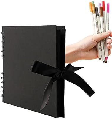 SCRAPBook photo album AURETTI with black page 11.5 "x 8.5" black cover (40 sheets, 80 pages) with 12 colorful markers.. DIAYTAR NIGERIA: Where value meets variety with reliable nationwide delivery in under 8 days.