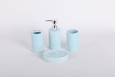 The set of orchid bathroom accessories includes a soap distributor, a toothbrberry, a cup and a bell holder for table decoration and rack hanging gift, 4 rooms, blue color.. DIAYTAR NIGERIA: Where every shopping need is met with affordable prices and reliable 5-8 day delivery.