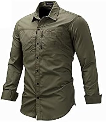 Lucy for men relaxed shirts, long -fashioned long sleeve shirt with several pockets, armed green clothing (size: L).. Shop with confidence at DIAYTAR NIGERIA, enjoying competitive prices and delivery within 8 days.
