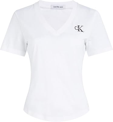 CK jeans t-shirt woven with short sleeves and V-neck for women.. DIAYTAR NIGERIA: Making quality products accessible to all Nigerians at affordable prices.