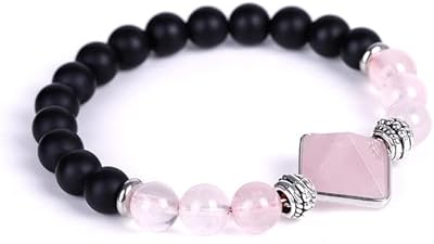 Brilliant black agate stone bracelet with natural quartz 8 mm.. DIAYTAR NIGERIA makes online shopping accessible to all with budget-friendly prices and reliable delivery.