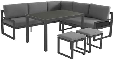 Outdoor corner sofa in the shape of yulan aluminum, dining table for outdoor balcony, set of sofas for living room, office (gray) yL21510-498.. DIAYTAR NIGERIA: Making online shopping accessible to all Nigerians with our affordable platform.