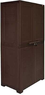 Large plastic wardrobe inau with 3 shelves - (brown).. With DIAYTAR Nigeria, your wishlist becomes reality, fast.