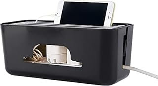 Pillsbury cable storage box, Large wire storage box with split top for house and desktop tablets (black).. DIAYTAR NIGERIA: Bringing quality products to your doorstep at prices that won't break the bank.