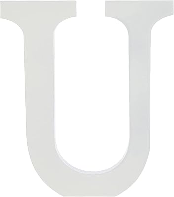 Decorative wooden letter in the shape of a U for children's bedroom decoration, length 18 cm, white (letter U).. DIAYTAR NIGERIA delivers happiness in 5-8 days with our affordable and diverse product range.