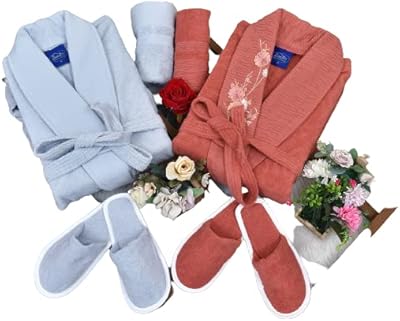 Set of Tala Banotix 6 -piece bathrobes in 100 % Egyptian cotton for couple, family and wedding party with bath towels and slippers, delivered in a gift box.. Get the deals you love and the delivery speed you need at DIAYTAR Nigeria.