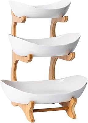 Dagnol ceramic fruit basket at 3 levels for kitchen counter, removable service tray, porcelain fruit basket for snacks, desserts, cakes (white).. DIAYTAR NIGERIA makes online shopping accessible with our comprehensive platform and prompt delivery service.