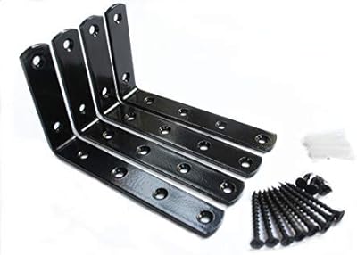 Mhmydz 4 Pieces Corner Support in the shape of Robust black steel, wall support with 125 mm x 75 mm/5 "x 3" screws, decorative corner supports.. Shop from Nigeria's largest product selection at DIAYTAR, with budget-friendly prices and swift delivery.