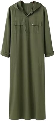 Muslim clothing for men, ample, simple, united color, with pocket, Saudi Arabic Abaya Jubba, long dress, ethnic clothes (color: armed green, size: m).. Easy checkout, quick delivery — shop now on DIAYTAR Nigeria.