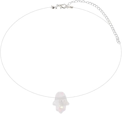 Asukuho necklace, Hamsa hand necklace invisible in opal, transparent fishing line necklace.. Your home for smart shopping — DIAYTAR Nigeria delivers fast and cheap.