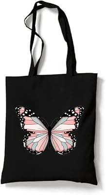 Reusable tote bag in ecological cotton fabric / for shopping / butterfly, multicolored, L.. Your one-click solution to affordable shopping, DIAYTAR NIGERIA delivers quality products nationwide.
