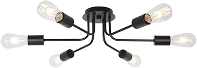 Spoutnik chandelier, black ceiling light in the middle of the century, 6 industrial lamps in black metal, modern semi-flat ceiling lamp for kitchen, dining room, living room, living room.. DIAYTAR NIGERIA: Revolutionizing accessibility to quality products at budget-friendly prices across Nigeria.