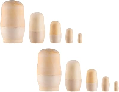 Toy & una 2 sets of Matryoshka DIY dolls, Russian naked wooden nipples in unfinished wooden dolls not painted for children, crafts and beige pyrographic painting.. DIAYTAR NIGERIA: Your partner in affordable online retail with reliable shipping across Nigeria.