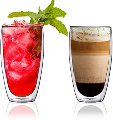 1chase® set of 2 pieces of 450 ml double -walled glass cups, hand -made transparent tea glasses.. Shop smart and save with DIAYTAR NIGERIA's extensive product range and 5-8 day delivery guarantee.