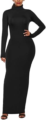 Long -sleeved long -sleeved dress and turtleneck, relaxed, plain color, basic, tight, elastic, long, large size.. DIAYTAR Nigeria delivers happiness in 5–8 days, no matter what you buy.