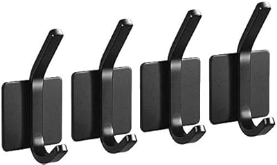 Nimai Robust self -adhesive shower hooks for bathroom towels, in stainless steel 304, to hang towels, coats, keys, domestic kitchen - pack of 4 blacks.. DIAYTAR NIGERIA: Where every search yields affordable results delivered promptly to your door.