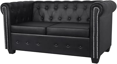 Vidaxl Chesterfield Living Room Sofa Sofa Modular Sofa Furniture Sofa Chair 2 Societies Similar Black Leather.. DIAYTAR NIGERIA: Making online retail accessible to all with affordable nationwide shipping.