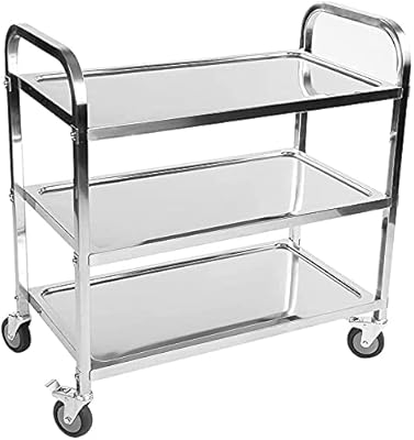 Food cart at 3 levels in stainless steel, rotary storage trolley, multi-purpose carts with casters, kitchen cart, food cart on rolls with double handle.. DIAYTAR NIGERIA: Connecting Nigerians with affordable products through our expansive e-commerce platform.