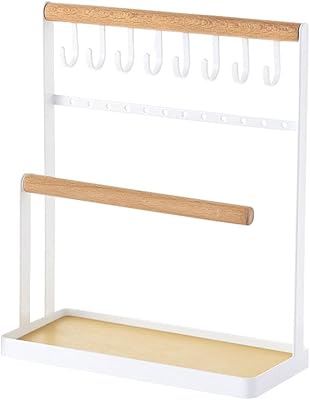 AURETTI Bijoux organizer at 4 levels for earrings and necklaces, jewelry display with metal storage tray for earrings, necklaces, rings, bracelets and watches - white.. Shop from anywhere in Nigeria and receive your DIAYTAR purchases at affordable prices within a week.