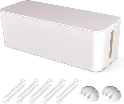 Large cable storage box to organize the wires to hide the protective cover against overvoltages on the desk or the floor for the house and the office (white).. DIAYTAR NIGERIA: Bringing quality products to every Nigerian home at prices everyone can afford.